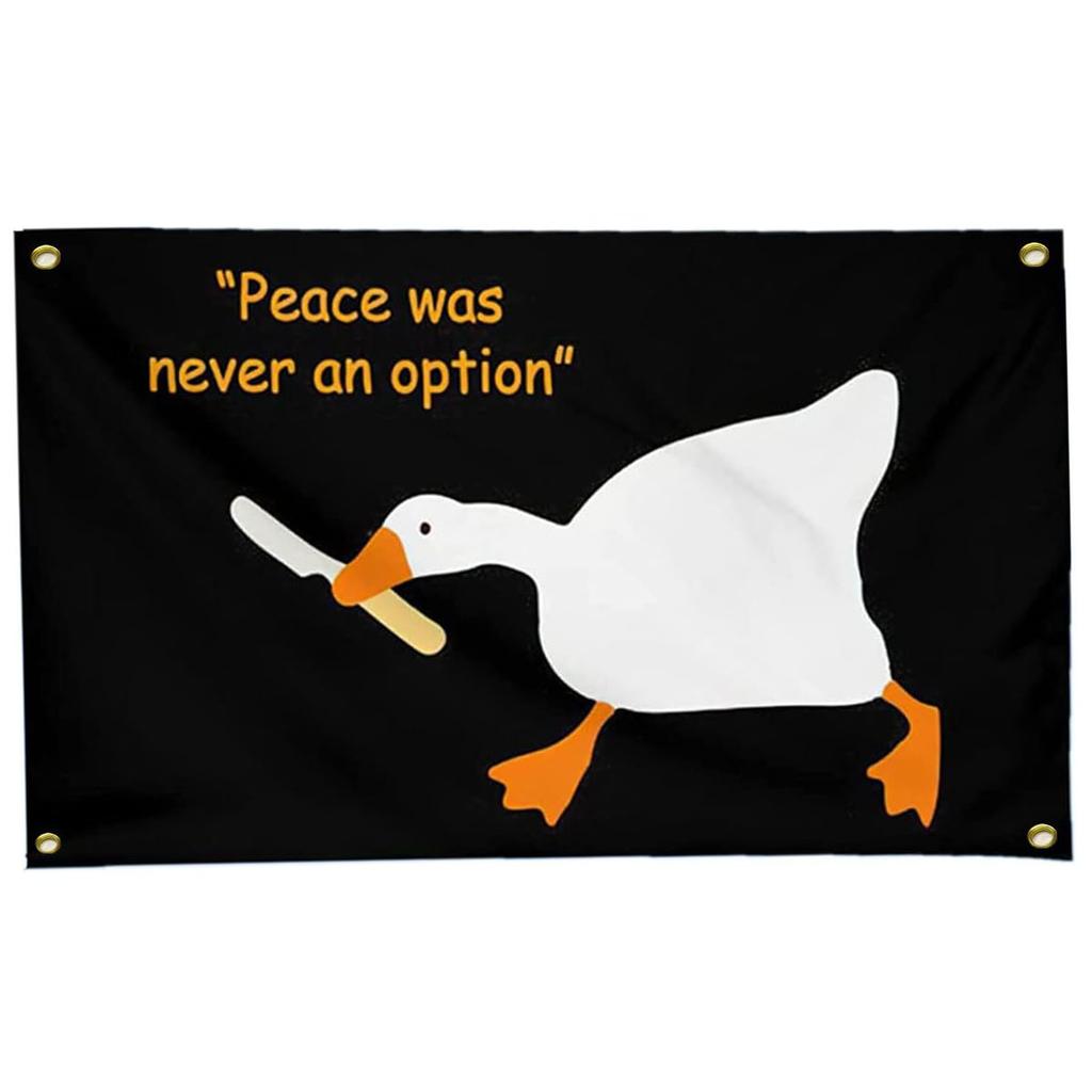 VIKAMA Peace Is Never An Option Goose Flag Tapestry Room Dorm Decor Fun Living Room Wall Hanging Home Decor