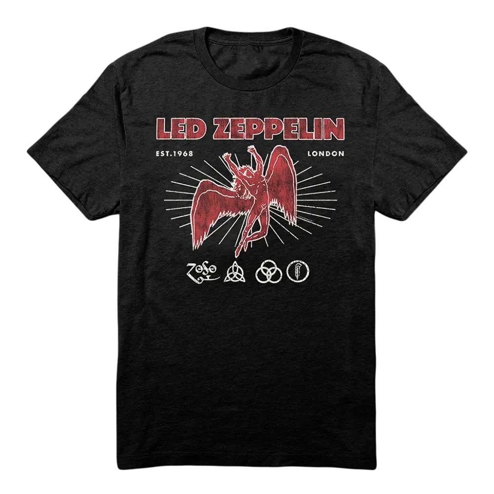 Футболка Rock Band Led Zeppelin Унисекс и Женская Летняя Готическая Одежда Модная Повседневная С Круглым Вырезом С Коротким Рукавом Топ Уличная Мода