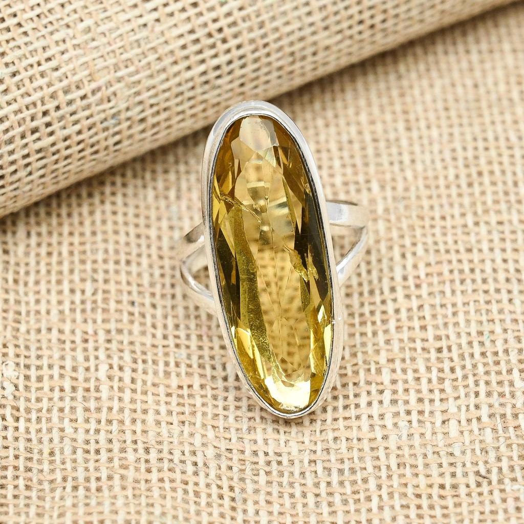 Lovely Citrine Gemstone Ring 925 Sterling Silver Handmade Jewelry Engagement Ring