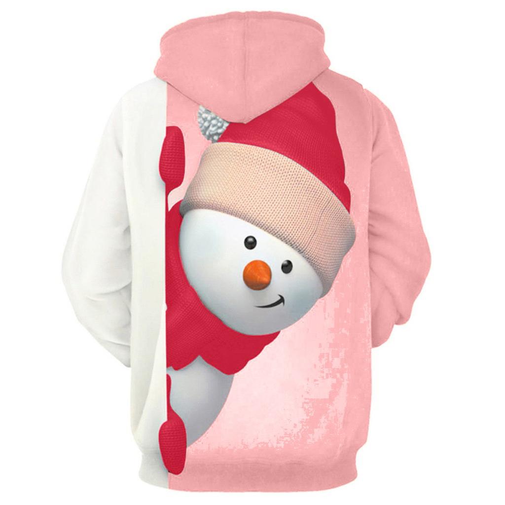 Mens 3D Printed Christmas Pullover Long Sleeve Hooded Sweatshirt Tops Blouse