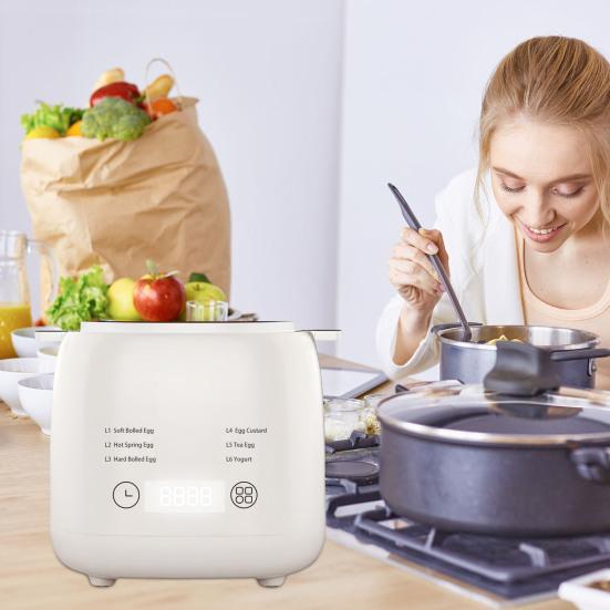 6-in-1 Rapid Egg Cooker Touch Screen Design Timer Auto Shut-off Sound Reminder Compact Size Portable Custard Yogurt Electric Egg Maker