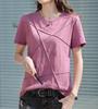 Short Large Size [EASTEMPO] Women's T-shirt, Sleeve, Loose, Summer, 100% Cotton, Plain, Stylish, Casual, (XL, Pink)
