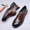 Men's Business Dress Leather Shoes British Round Head Derby Shoes Leather Casual Lace-up Men's Shoes Breathable Groom Wedding Shoes Men