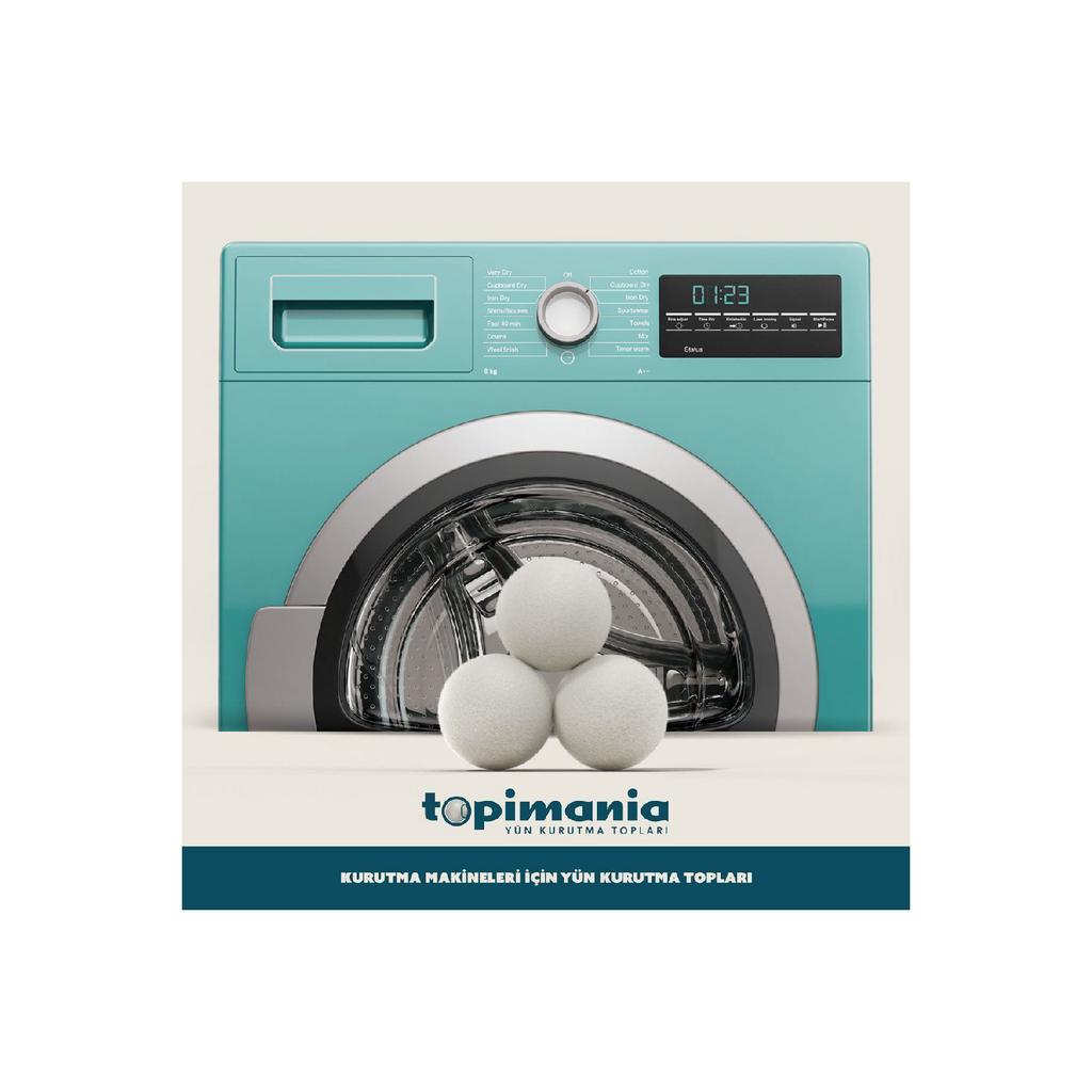 3 Pieces Xxl Natural Local Production (with Pouch Gift) Laundry Wool Dryer Ball - For Dryer