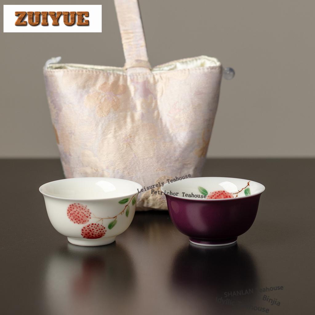 100ml Hand-painted Lychee Teacup Zen Tea Bowl Beautiful Tea Cup Tea-tasting Fragrance Cup Jianzhan Master Cups Tea Ceremony