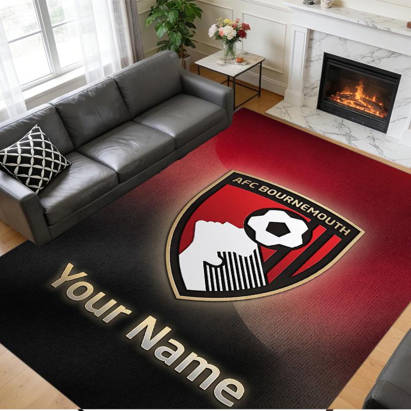 Crystal Velvet Rug Custom Name Text, Soft Non Slip Floor Mat Home DecorBournemouth Football