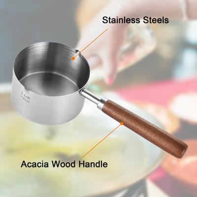 2 шт. мерная ложка с деревянной ручкой, совок для корма для домашних животных, 125 мл/250 мл, мерные чашки из нержавеющей стали, столовая ложка, мерная ложка для приготовления кофе, мерная ложка
