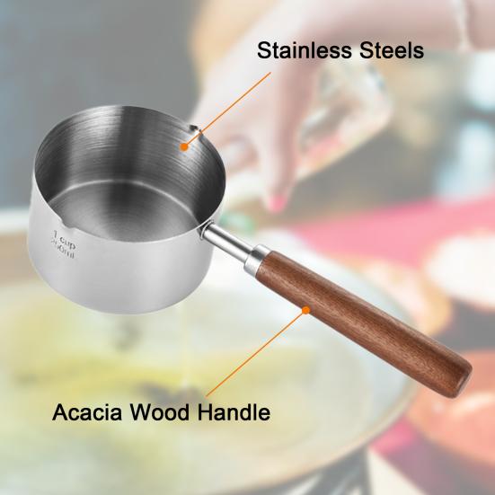 2 шт. мерная ложка с деревянной ручкой, совок для корма для домашних животных, 125 мл/250 мл, мерные чашки из нержавеющей стали, столовая ложка, мерная ложка для приготовления кофе, мерная ложка
