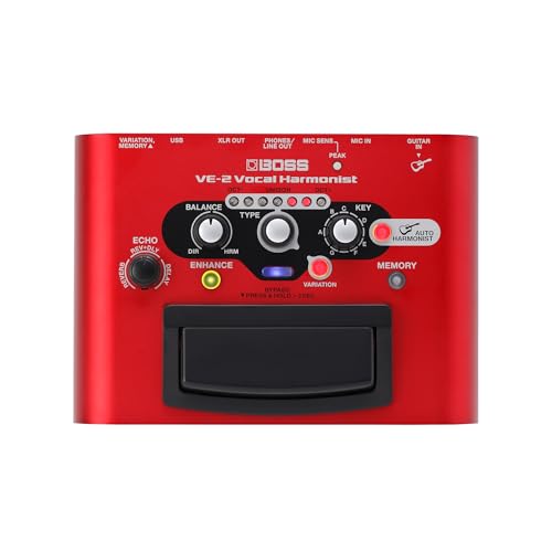 BOSS VE-2 Vocal Harmonist: Simple operation, battery-powered, phantom power compatible, harmony function, suitable for bands, singer-songwriters, and
