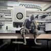 Фигурка ниндзя-воина, напечатанная на 3D-принтере, с оружием. Небольшая фигурка сидящего, думающего черного самурая для украшения книжной полки, стола или полки в офисе.