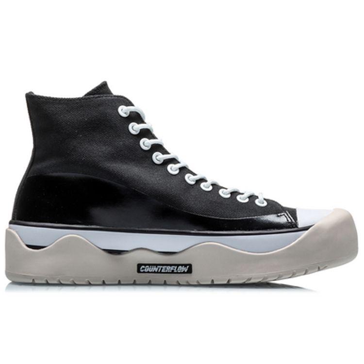 Li Ning CF The One Series Metallic Pioneer High-Top Casual Shoes Men Shoes Black AGCQ237-3