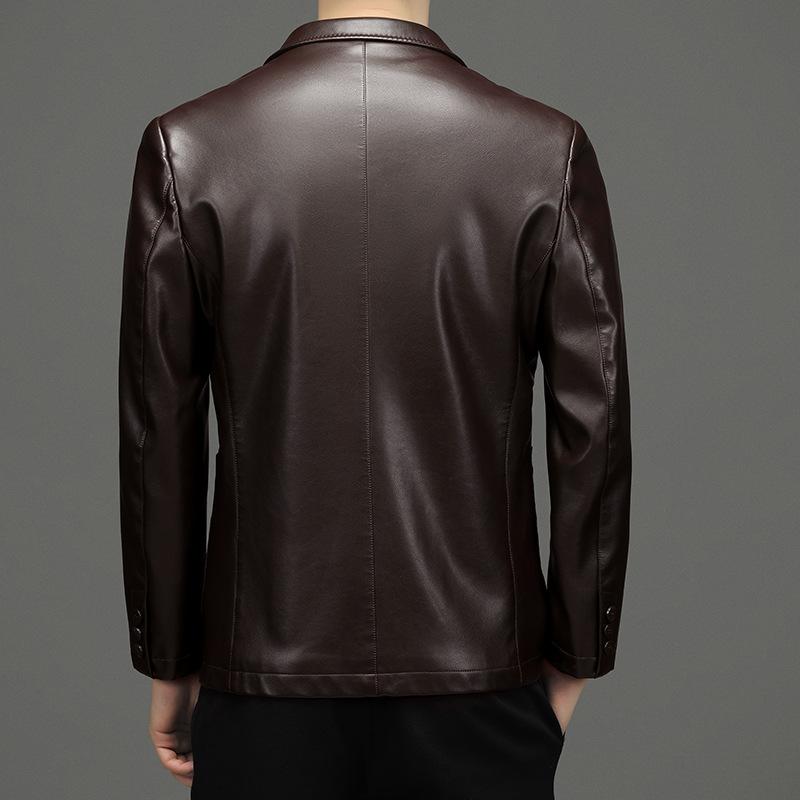 Spring and Autumn Middle-aged Men's Genuine Leather Jacket Casual Suit Leather Jacket Short Sheepskin Leather Jacket
