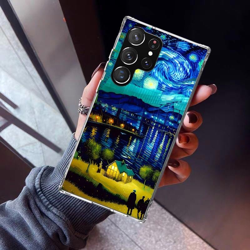 Starry Night Van Gogh Art Phone Case For Samsung Galaxy S23 S24 S25 Edge S26 Ultra S22 + S21 Plus S20 FE Cover Silicone Print Sh