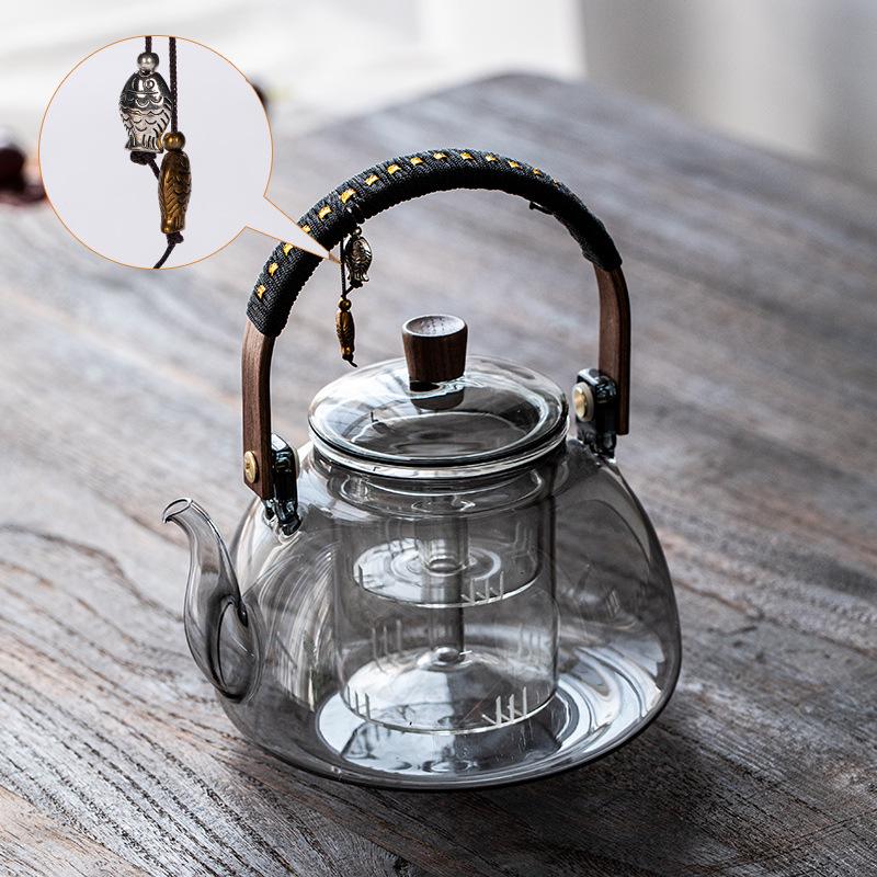 Стеклянный чайник и набор для заваривания для индукционной плиты: Белый горшок для варки, приготовления на пару и заваривания полезного чая дома