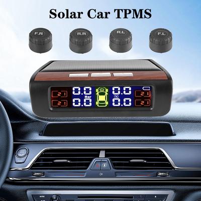 Солнечный USB TPMS Система контроля давления в шинах автомобиля Интеллектуальная с 4 внешними датчиками 0-3,5 бар Сигнализация давления в шинах T12 Вращающийся держатель