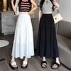 Long 1pc Skirts High Waist Skirts Aline Skirts Polyester Chiffon White Elastic Women Vintage