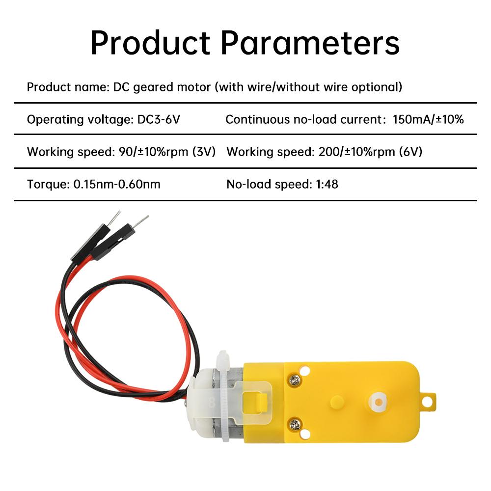 TT Motor DC 3-6V Dual Shaft Geared Motor 1:48 Gear Motor for Arduino DIY Smart Car Robot Toys Cars Chassis Models