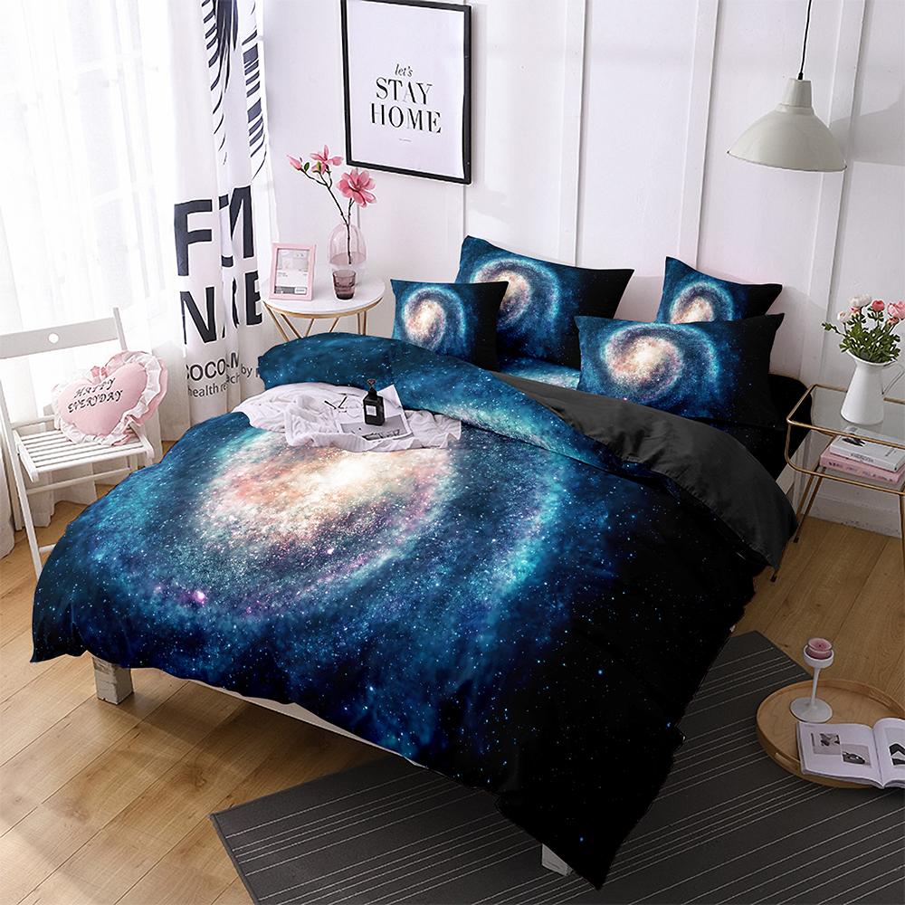 Роскошный темно-синий комплект постельного белья Galaxy Twin Full Queen King Size, пододеяльник/пододеяльник, комплект сияющих звезд, звездное небо, пододеяльник