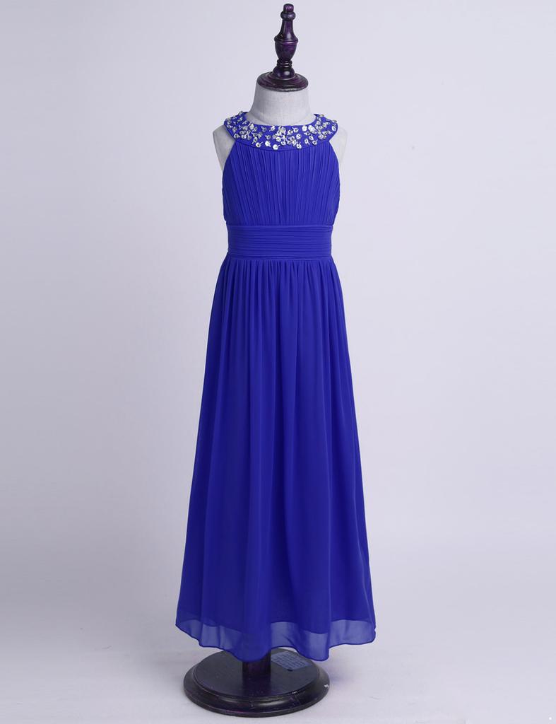 Красивое шифоновое платье длиной до пола без рукавов с высокой талией для свадебной вечеринки, вечернее танцевальное платье