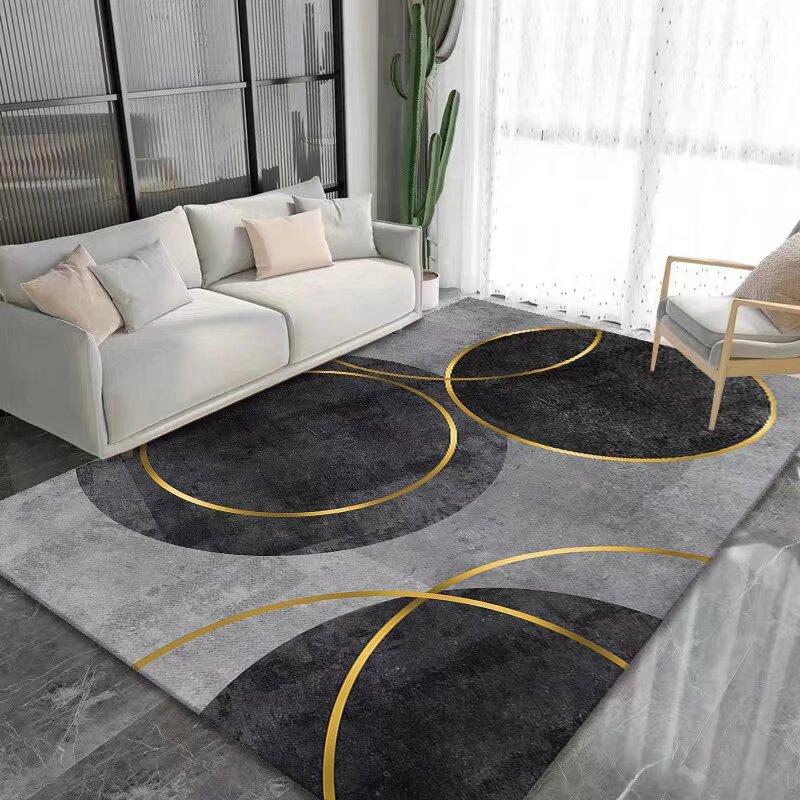 Nordic Light Gray Large Living Room Carpet Light Luxury Decorative Rug for Bedroom Geometric Carpets Non-slip Sofa Side Foot Mat