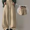 The Pink Women Hip Pocket Vintage Washing Snap Wide Pants