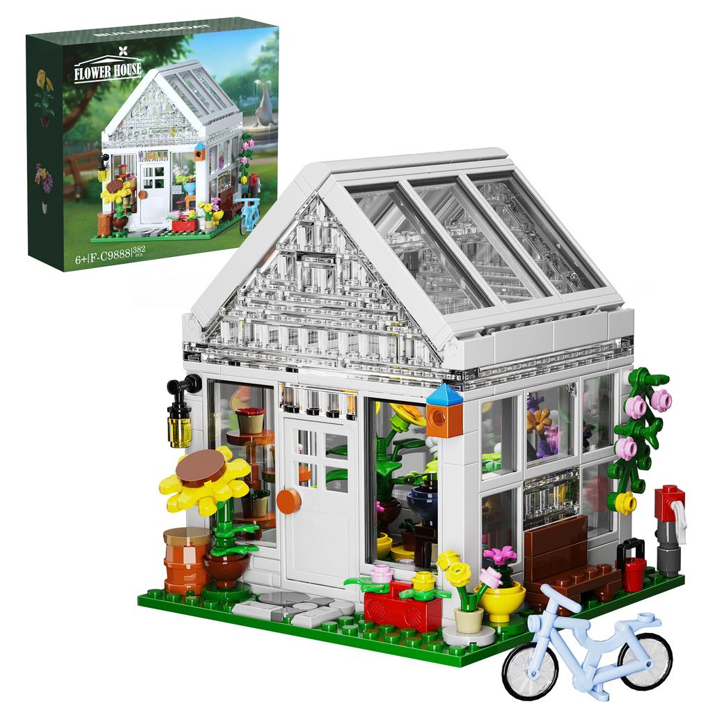 Greenhouse Building Block Pretty Flower Garden Architecture Model Kit Creative Bricks Flower House Decoration for Kids Adults