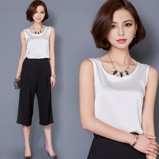 Женский летний жилет с круглым вырезом без рукавов, свободный цветной пуловер, однотонные топы из гладкой ткани на каждый день