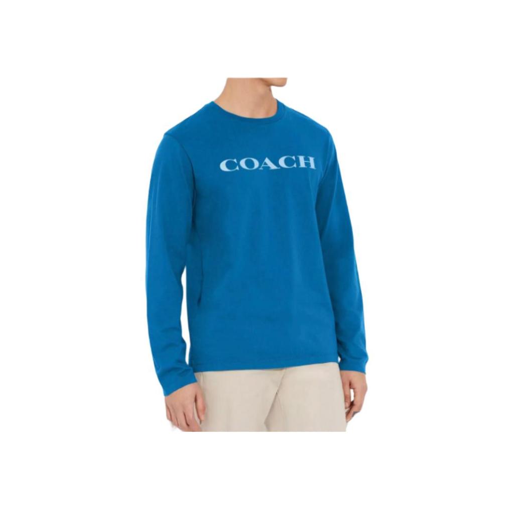 Coach Мужская футболка с принтом логотипа SS23, с круглым вырезом, коротким рукавом, синяя C9693-QW8