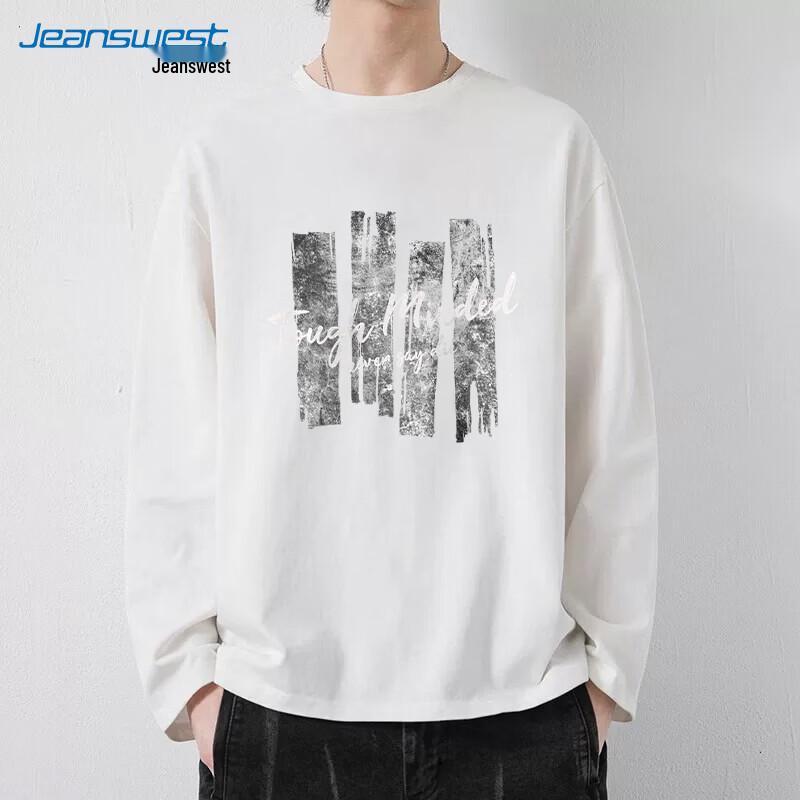 Мужская хлопковая футболка с длинным рукавом и круглым вырезом Jeanswest