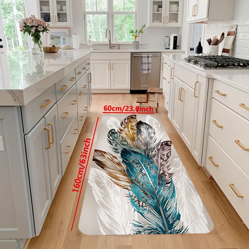 1 шт. роскошный красочный напольный коврик с рисунком перьев, мягкий противообрастающий противоскользящий водонепроницаемый коврик, для гостиной, кухни, спальни, прачечной