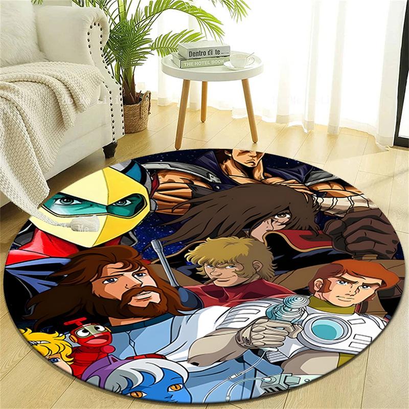 1pc UFO Robot Grendizer8 Design Printed Area Round Carpet for Bedroom Living Room Home Decor Rugs Mat Non Slip Mat Rug for Bedside