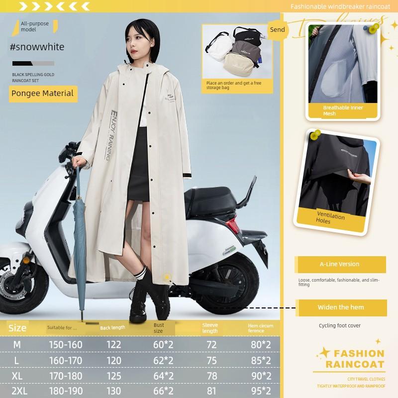 Windbreaker-Style Raincoat for Women, Long Full-Body Rain Protection Against Heavy Rain, Suitable for Electric Scooter Riders, Adult One-Piece Riding