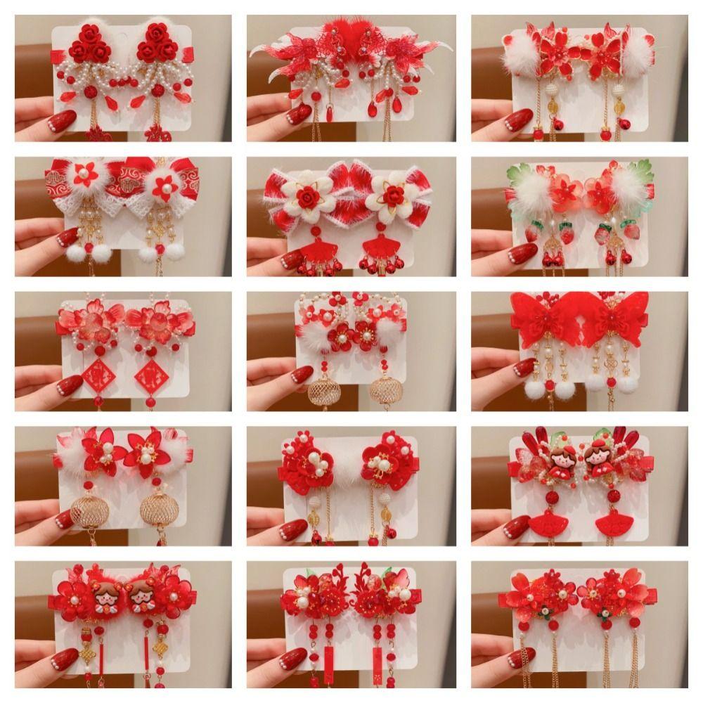 Кисточка Новогодний головной убор Цветок Древний стиль Заколка Сладкая Заколка для волос Ханфу Детская