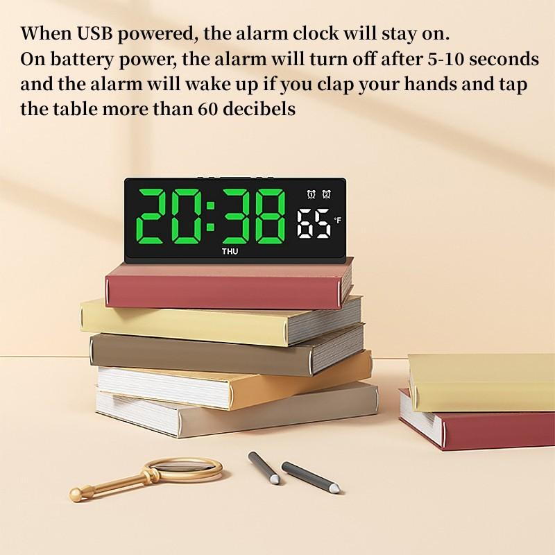 Цифровой будильник с голосовым управлением, TEMP, неделя 2, будильник, питание от USB, всегда включено, летнее время, повтор, настольные часы, ночной режим, 12/24 ч, светодиодные часы