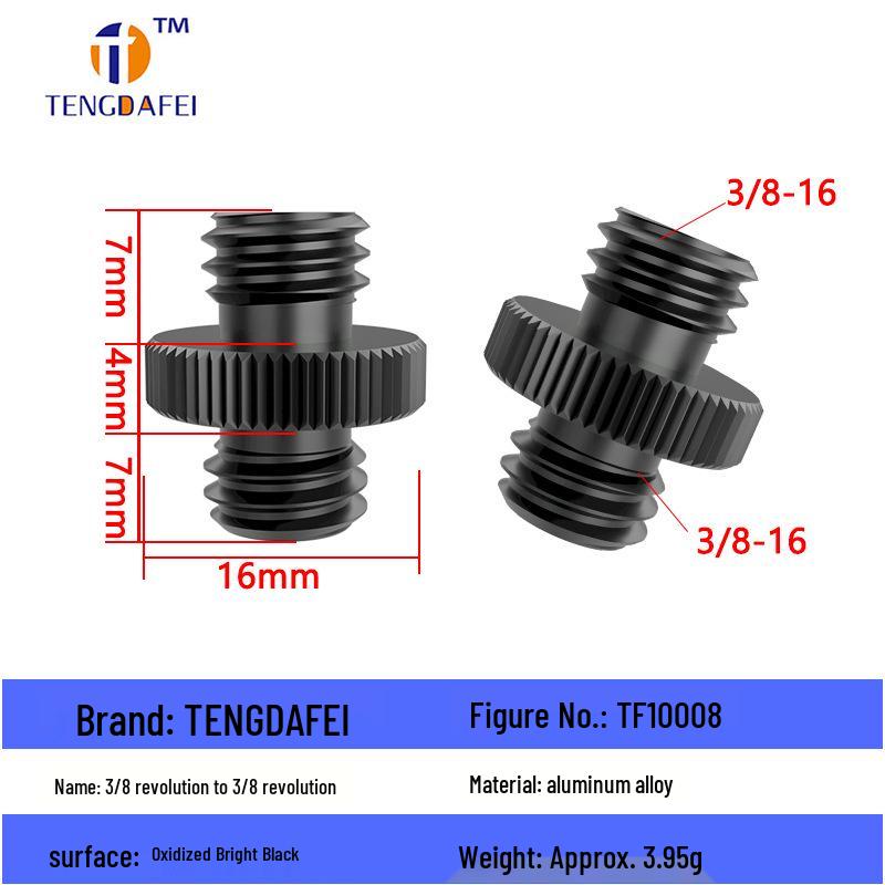 Reversible 1/4" Male To 3/8" Female Adapter for Camera Tripod Ball Head with M4-M8 Conversion Screws