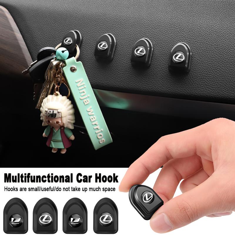 2/4Pcs Car Self Adhesive Mini Storage Hooks Accessories For Lexus FSPORT LBX NX RX 350h 450h ES UX 300e GS GX IS LS LX CT LC RC