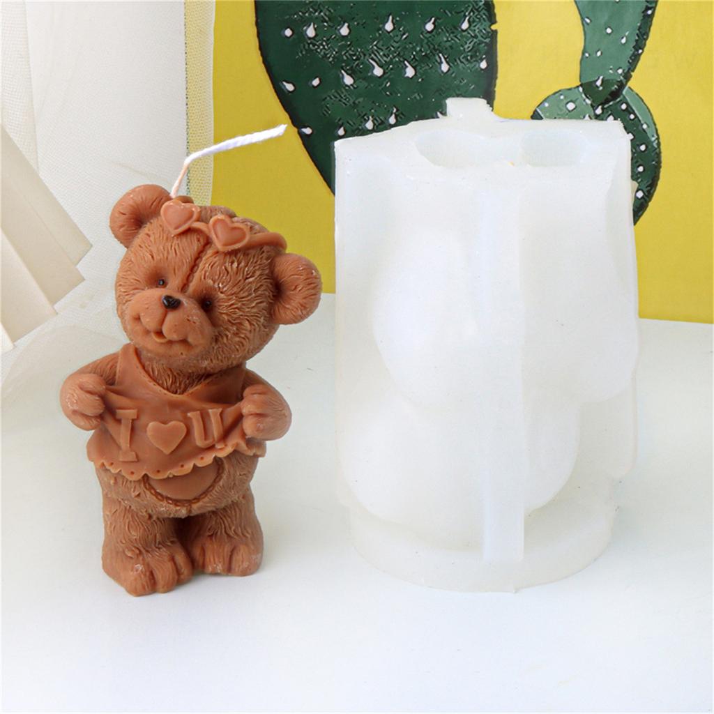 3D Форма из силикона в виде медведя для креативного изготовления свечей, гибкая и легко моющаяся, украшение для рукоделия и декораций