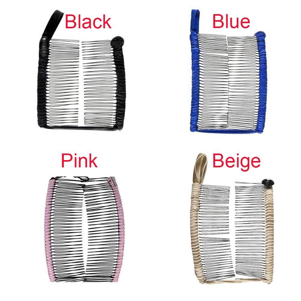 Женская Девочки Металлическая Шпилька Большой Размер Банан Заколка Для Волос Растягивающаяся Ленивая Расческа Для Волос Винтаж