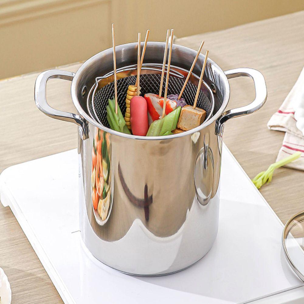 Фритюрница из нержавеющей стали 304 с видимой крышкой, кастрюля для тушения, кухонная посуда, кастрюля для жарки во фритюре, общежитие