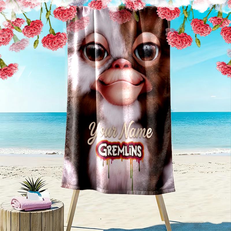 Custom NameGremlin Artwork Beach Towel Soft Microfiber Summer Towel Quick Dry Absorbent Towel for Beach Swimming Pool Travel