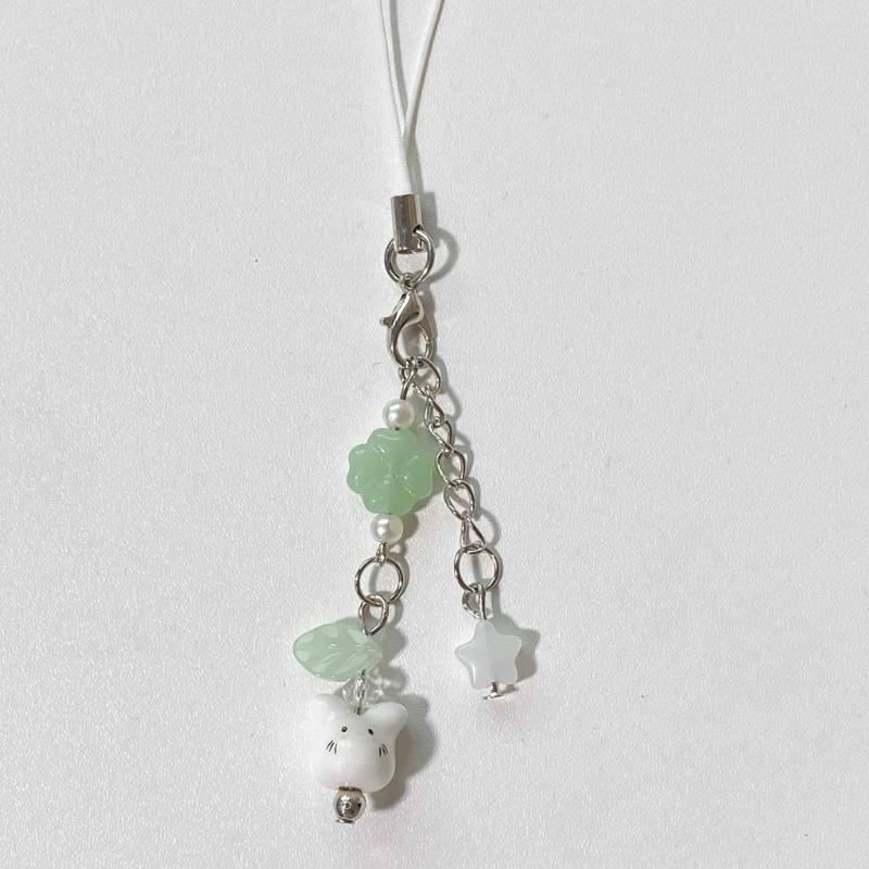 Многоцелевой Шарм Ручной Работы с Бусинами в Виде Кроликов, Милый Ремешок для Телефона, Стильный Аксессуар, Портативный для Модного Украшения