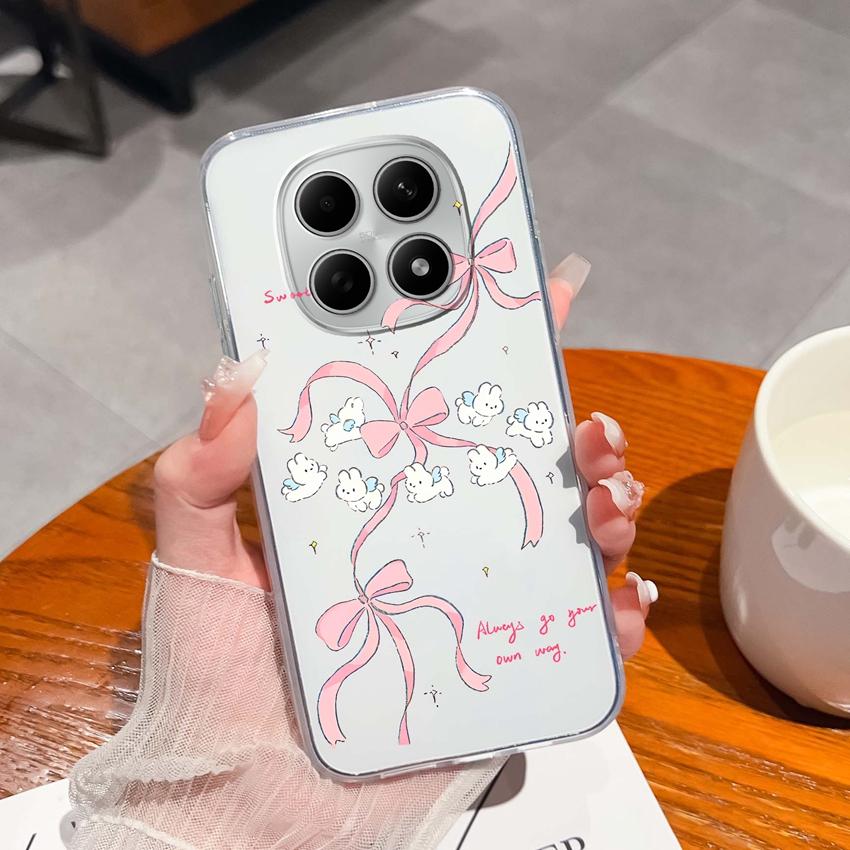 Подходит для Redmi Note 15 14 Pro 14S 15 15C A5 A1 Популярный Креативный Чехол для Телефона с Буквами и Узорами Прозрачный Силиконовый Нескользящий Чехол для Корпуса Redmi