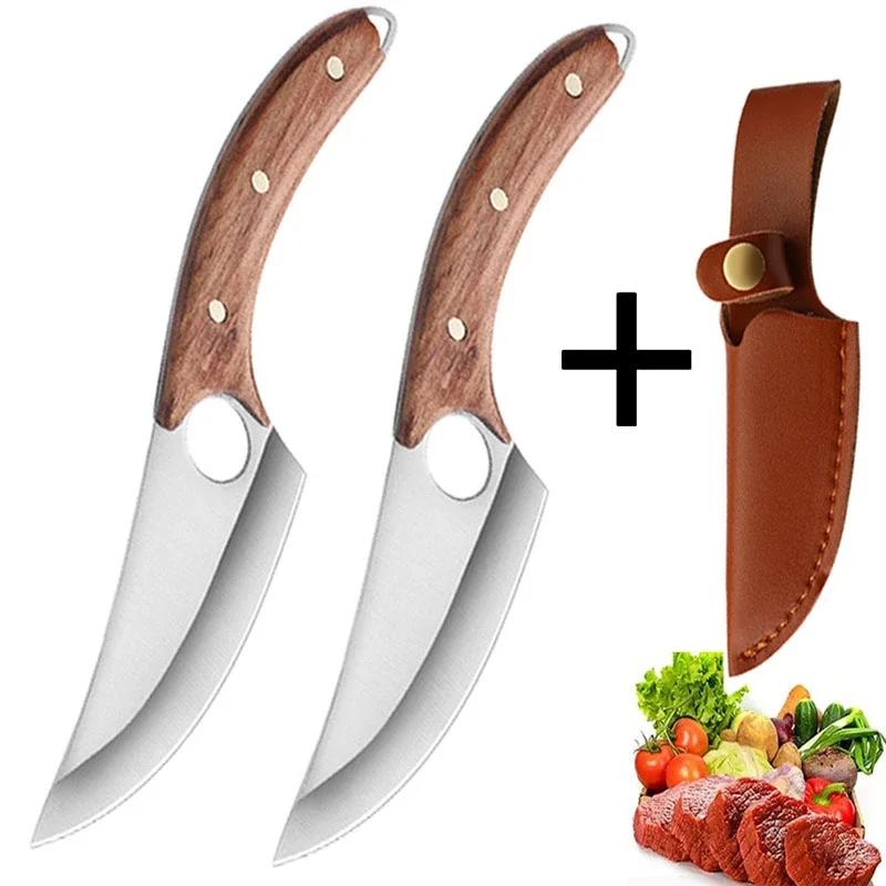 Нож мясника Нож для обвалки из нержавеющей стали Нож для нарезки мяса Ножи для фруктов Деревянная рукоятка Кованый нож Универсальный нож Кухонные принадлежности