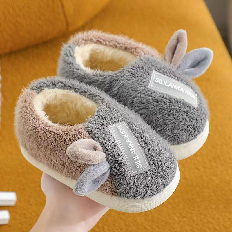 Детские хлопковые тапочки, милые домашние теплые нескользящие детские меховые тапочки с героями мультфильмов, модные домашние мягкие тапочки