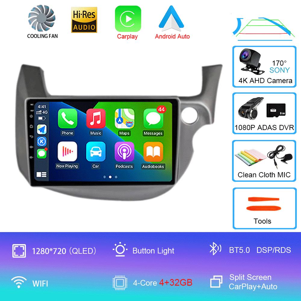 Автомобильное радио Android 14 Carplay для HONDA FIT JAZZ 2007 - 2013 Навигация Мультимедийный проигрыватель Стерео 5gWiFi+4G BT DVD Головное устройство авто