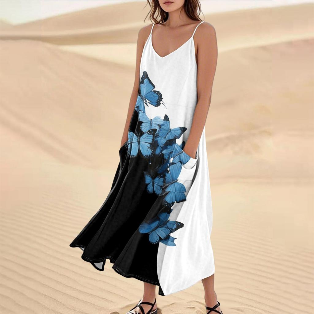 Женское летнее платье, повседневные свободные длинные пляжные платья для отдыха