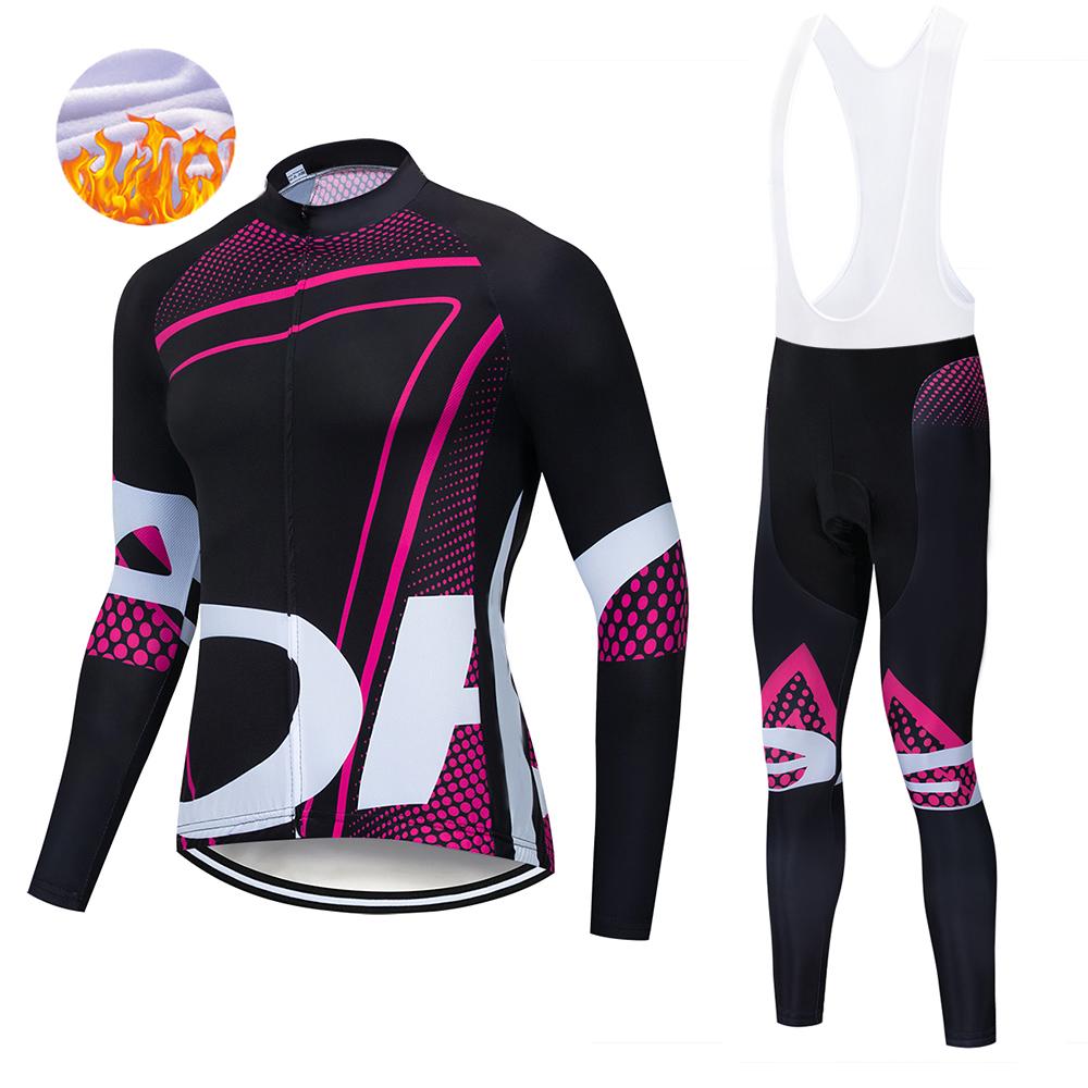 Winter Men's Cycling Jerseys Sets Thermal Fleece Long Sleeves Men Cycling Bib Set Bicycle Clothing MBT Breathable Bike Clothes