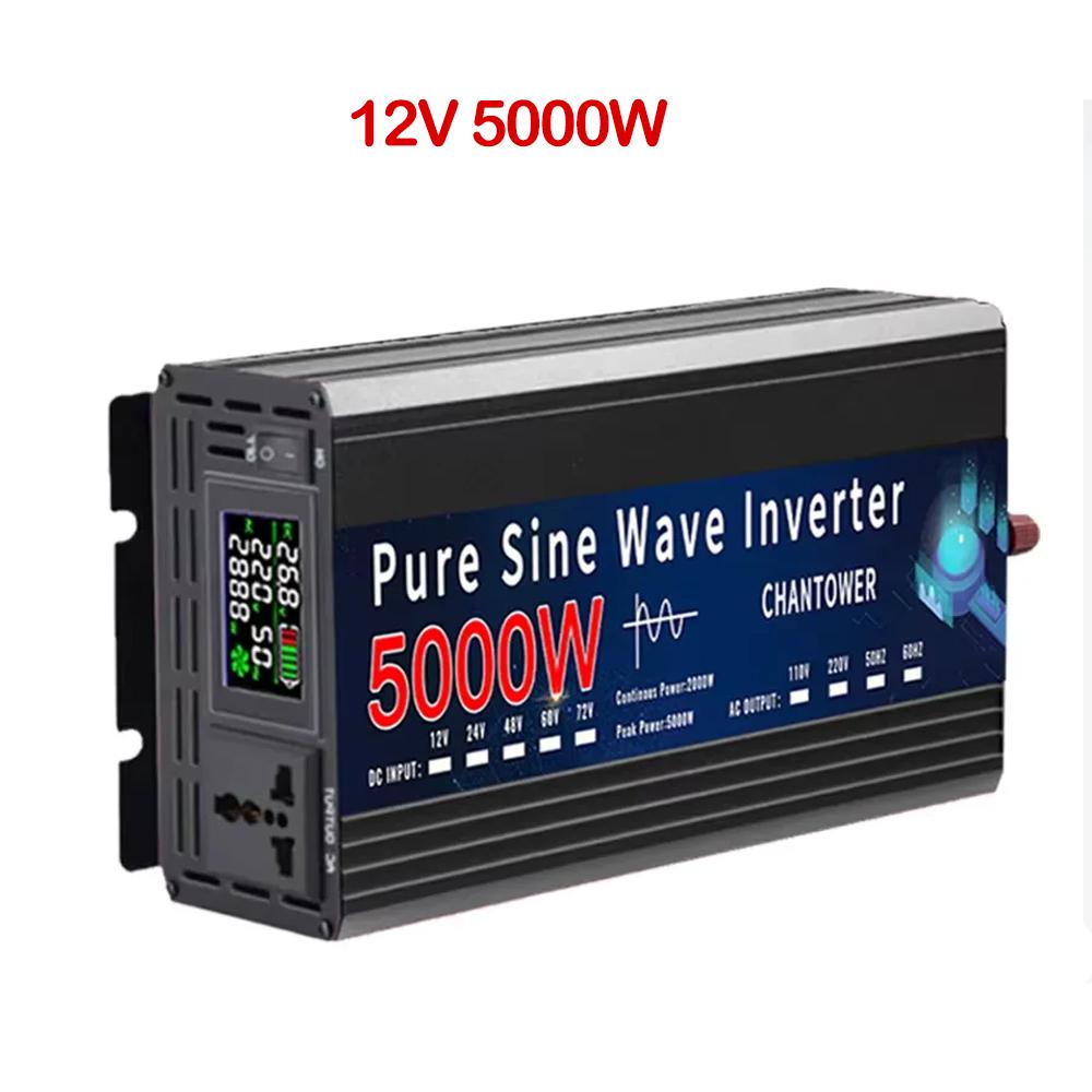 Чистый синусоидальный инвертор 12 В/24 В 220 В 1000 Вт 2200 Вт 3000 Вт 4000 Вт 5000 Вт DC в AC портативный преобразователь напряжения автомобильный солнечный инвертор
