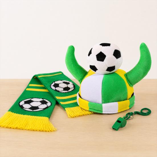 Soccer Horn Hat, Funny Sports Themed Cheering Cap, Plush Football Fan Headwear for Concerts, Game Day, Parties