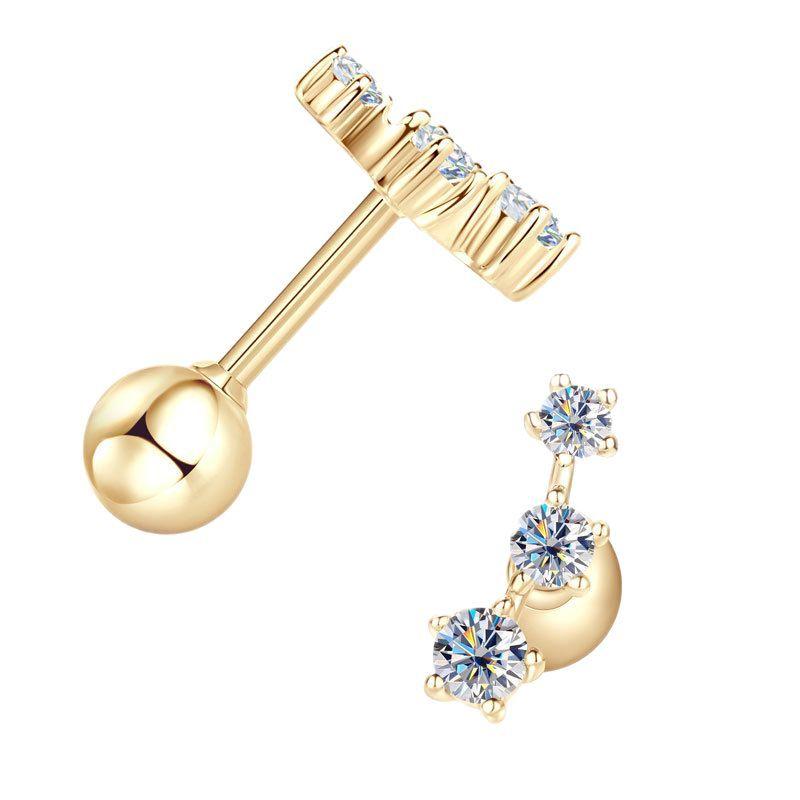 Silvere Glam Internet Celebrity Ins Style Samsung 10k Gold Moissanite Stud Earrings For Women High-end Design Earrings